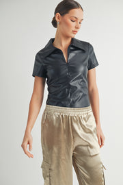 Faux Leather Bodysuit I ABJT7542