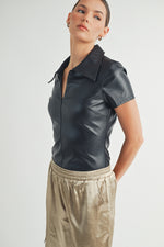 Load image into Gallery viewer, Faux Leather Bodysuit I ABJT7542
