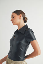 Load image into Gallery viewer, Faux Leather Bodysuit I ABJT7542
