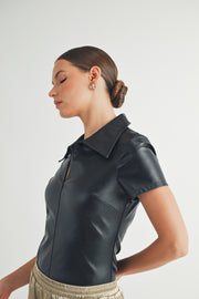 Faux Leather Bodysuit I ABJT7542