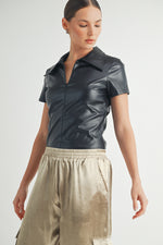 Load image into Gallery viewer, Faux Leather Bodysuit I ABJT7542
