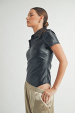 Load image into Gallery viewer, Faux Leather Bodysuit I ABJT7542
