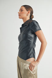 Faux Leather Bodysuit I ABJT7542