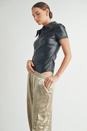 Faux Leather Bodysuit I ABJT7542