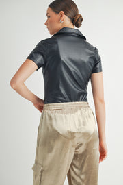 Faux Leather Bodysuit I ABJT7542