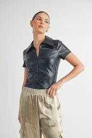 Faux Leather Bodysuit I ABJT7542