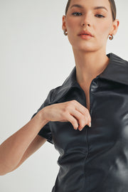 Faux Leather Bodysuit I ABJT7542