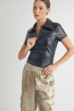 Load image into Gallery viewer, Faux Leather Bodysuit I ABJT7542
