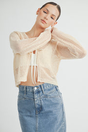 Tie Front Crochet Cropped Cardigan I ABJT7545 I SHIP 08/28/24