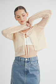 Tie Front Crochet Cropped Cardigan I ABJT7545 I SHIP 08/28/24
