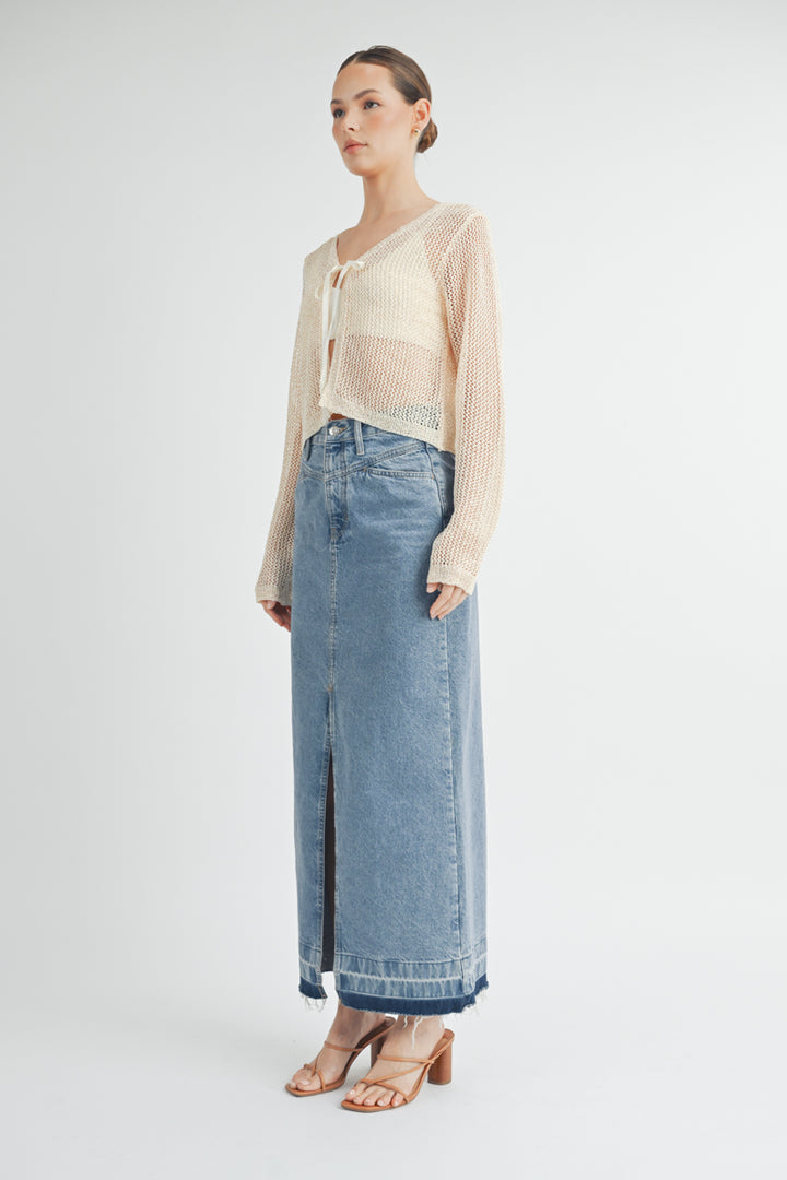Tie Front Crochet Cropped Cardigan I ABJT7545 I SHIP 08/28/24