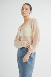 Tie Front Crochet Cropped Cardigan I ABJT7545 I SHIP 08/28/24