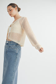 Tie Front Crochet Cropped Cardigan I ABJT7545 I SHIP 08/28/24