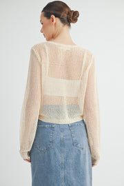 Tie Front Crochet Cropped Cardigan I ABJT7545 I SHIP 08/28/24