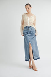 Tie Front Crochet Cropped Cardigan I ABJT7545 I SHIP 08/28/24