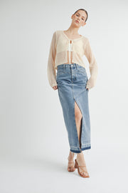 Tie Front Crochet Cropped Cardigan I ABJT7545 I SHIP 08/28/24