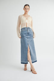 Tie Front Crochet Cropped Cardigan I ABJT7545 I SHIP 08/28/24