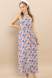 Floral Halter Neck Maxi Dress / S#ABMD0624