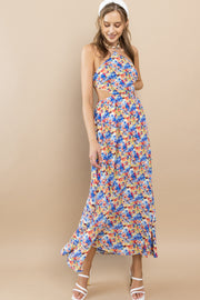 Floral Halter Neck Maxi Dress / S#ABMD0624