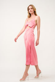Satin Cut-Out Midi Dress I ABND0603 I