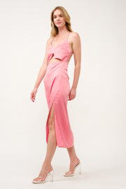 Satin Cut-Out Midi Dress I ABND0603 I