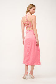 Satin Cut-Out Midi Dress I ABND0603 I