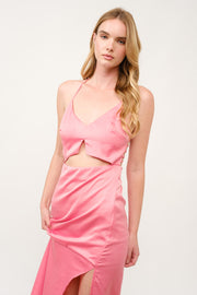 Satin Cut-Out Midi Dress I ABND0603 I