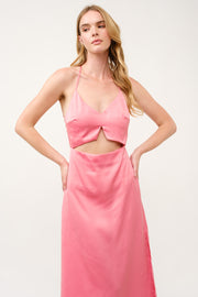 Satin Cut-Out Midi Dress I ABND0603 I