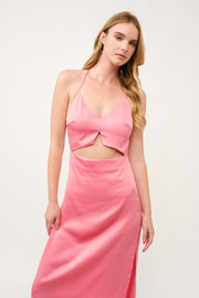 Satin Cut-Out Midi Dress I ABND0603 I