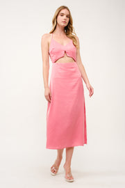 Satin Cut-Out Midi Dress I ABND0603 I