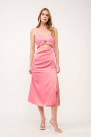 Satin Cut-Out Midi Dress I ABND0603 I