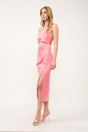 Satin Cut-Out Midi Dress I ABND0603 I
