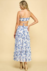 Corset Crop Top & Tiered Midi Skirt / S#ABND0607