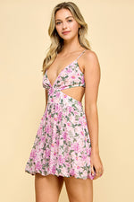 Load image into Gallery viewer, Cut Out Floral Mini Dress / S#ABND0608
