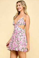 Load image into Gallery viewer, Cut Out Floral Mini Dress / S#ABND0608

