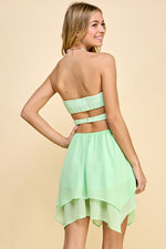 Load image into Gallery viewer, Smocking Asymmetrical Mini Dress . S#ABND0611
