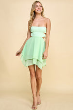 Load image into Gallery viewer, Smocking Asymmetrical Mini Dress . S#ABND0611

