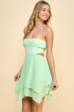 Load image into Gallery viewer, Smocking Asymmetrical Mini Dress . S#ABND0611
