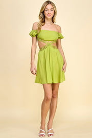 Cutout Textured Mini Dress / S#ABND0619