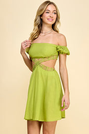 Cutout Textured Mini Dress / S#ABND0619