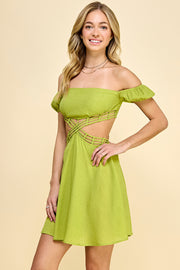 Cutout Textured Mini Dress / S#ABND0619