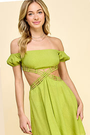 Cutout Textured Mini Dress / S#ABND0619