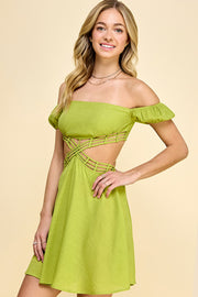 Cutout Textured Mini Dress / S#ABND0619