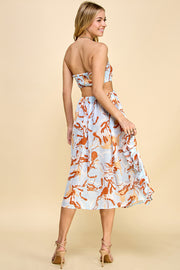 Smocked Cut Out Midi Dress / S#ABND0622