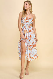 Smocked Cut Out Midi Dress / S#ABND0622