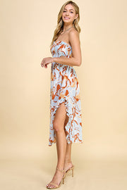 Smocked Cut Out Midi Dress / S#ABND0622