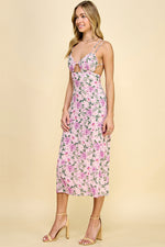 Load image into Gallery viewer, Floral Print Cutout Midi Dress / S#ABND0637-1
