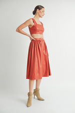 Load image into Gallery viewer, Faux Leather Crop Top &amp; A-Line Skirt Set I ABND0663 I SHIP:TBD
