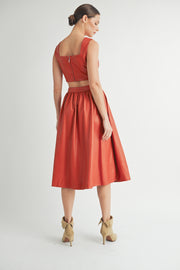Faux Leather Crop Top & A-Line Skirt Set I ABND0663 I SHIP:TBD