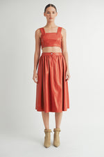 Load image into Gallery viewer, Faux Leather Crop Top &amp; A-Line Skirt Set I ABND0663 I SHIP:TBD
